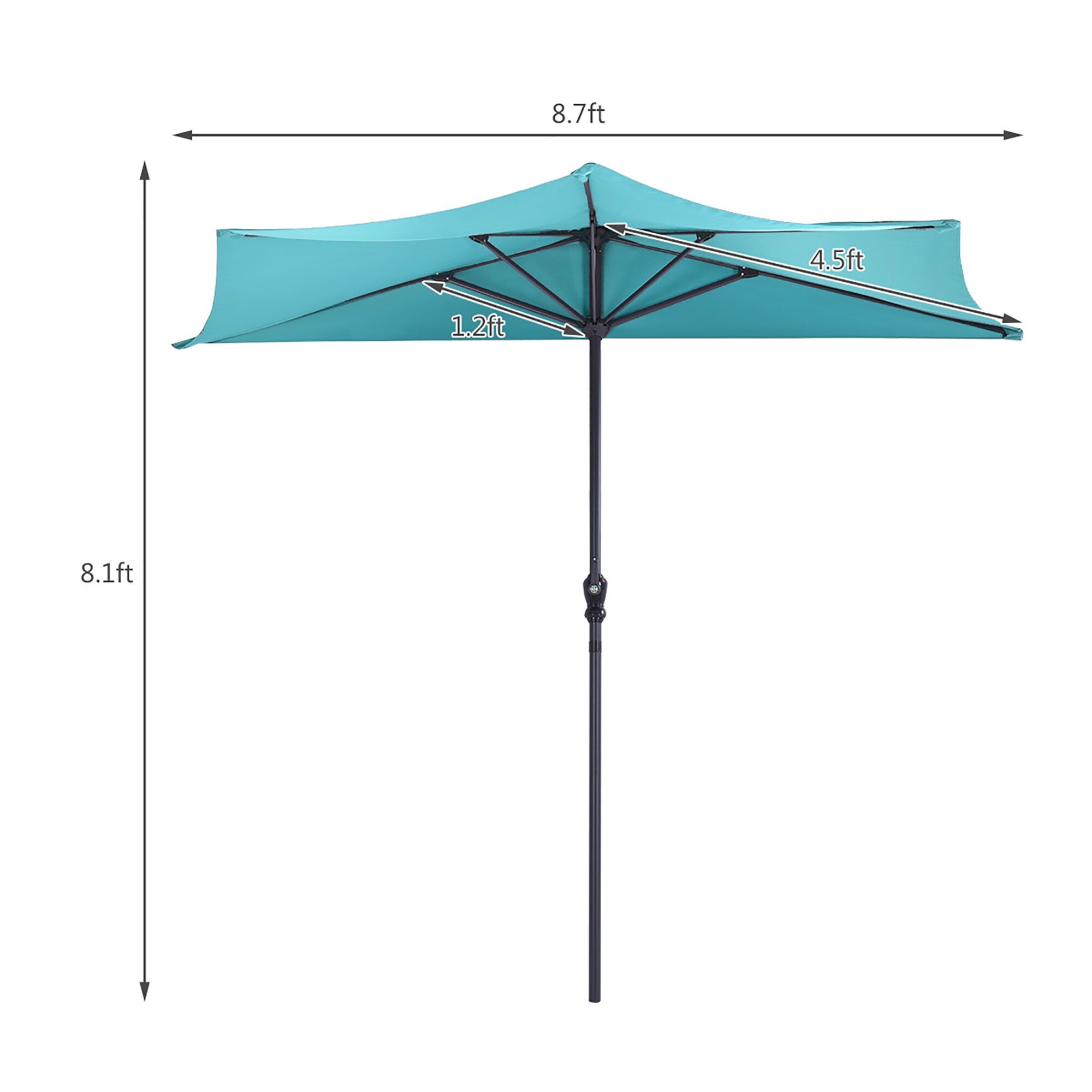 Shop Black Friday Deals On Costway 9ft Half Round Umbrella Patio Bistro Wall Balcony Door Window Turquoise Overstock 32278593