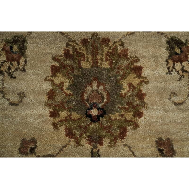 Hand Knotted Oriental 100% Wool Carpet Traditional Traditional Beige & Ivories Agra Area Rug - 10' 1'' X 7' 11''