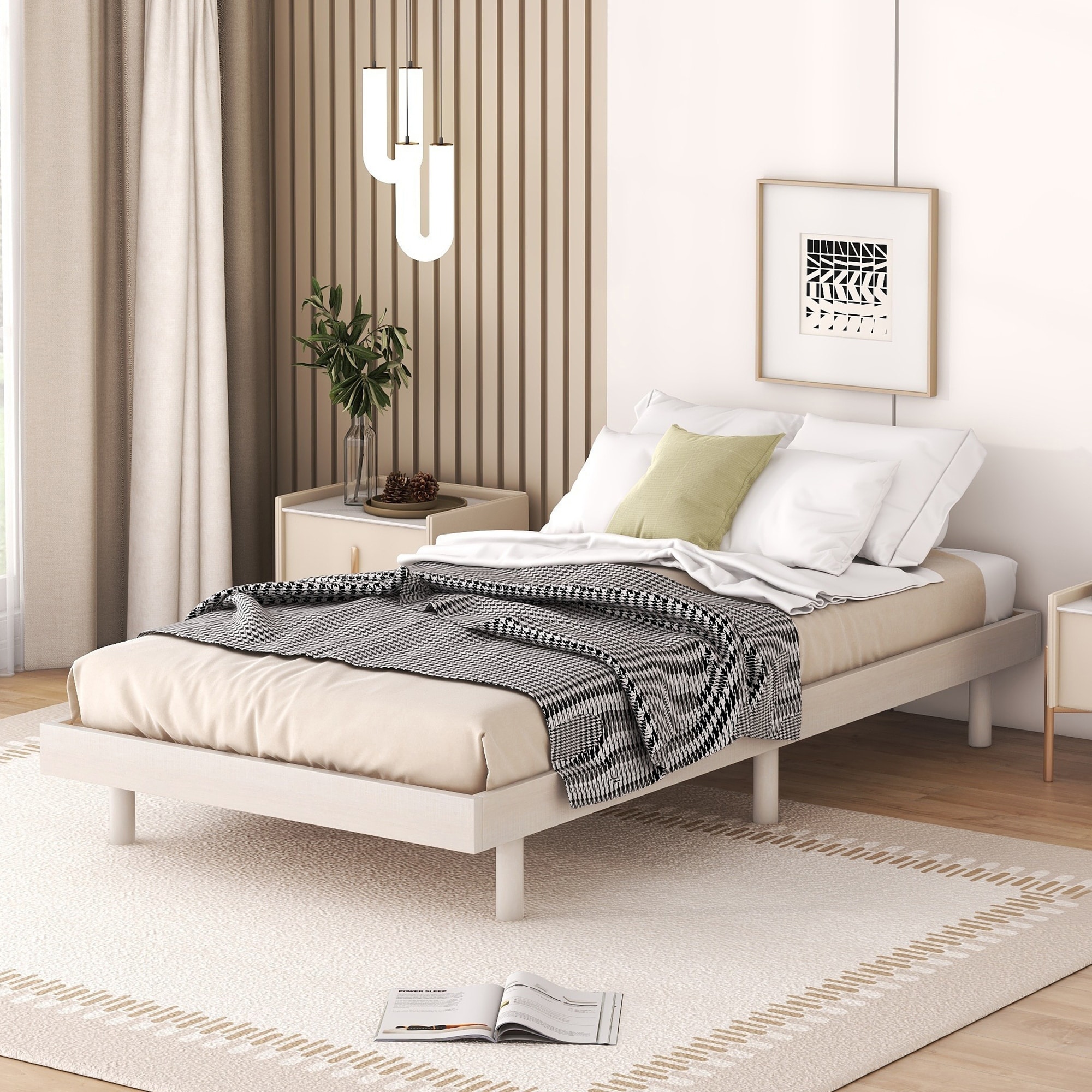 Modern floating deals platform bed