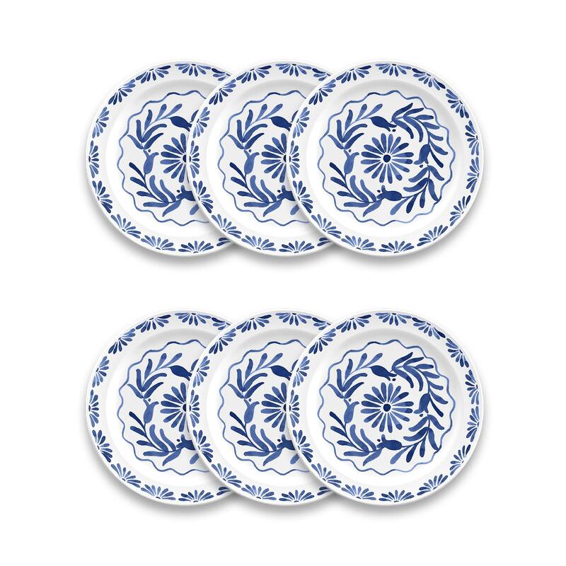 Abode Homewares Azul Melamine Salad Plate - Blue - 8.5" - Set of 6 - 6 Piece