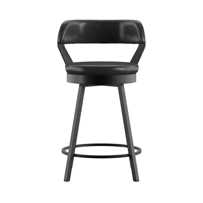 Harley Faux Leather Graphite Grey Metal Swivel Stools (Set of 2) by iNSPIRE Q Modern