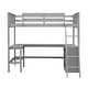 preview thumbnail 44 of 50, Twin Size Wooden Loft Bed With Shelves and Desk for Home