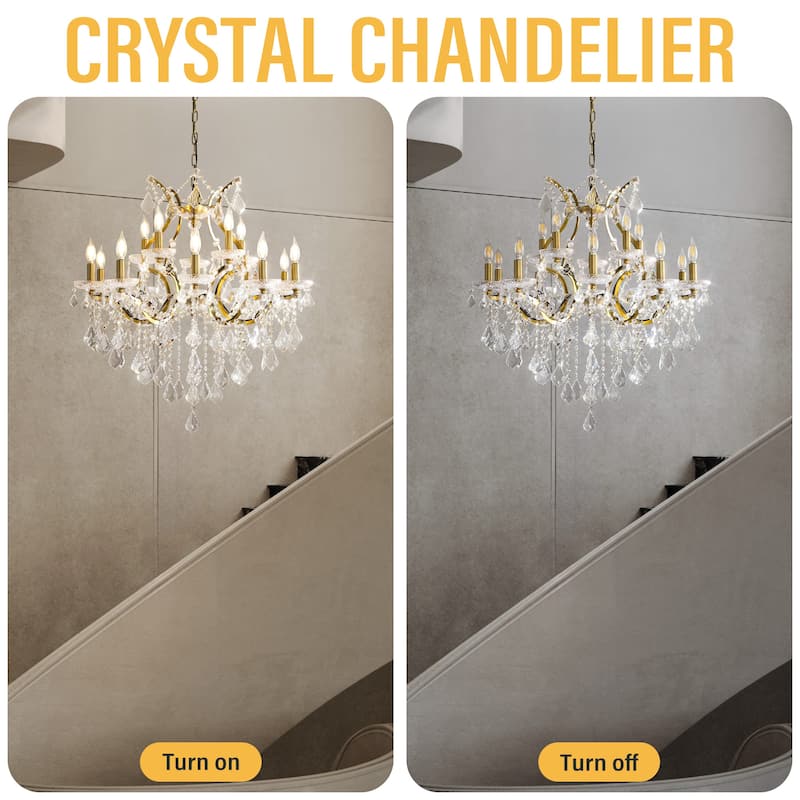 KAYLA Large Crystal Chandelier 28-49in Chandelier Light Fixture Modern Maria Theresa Crystal Chandeliers