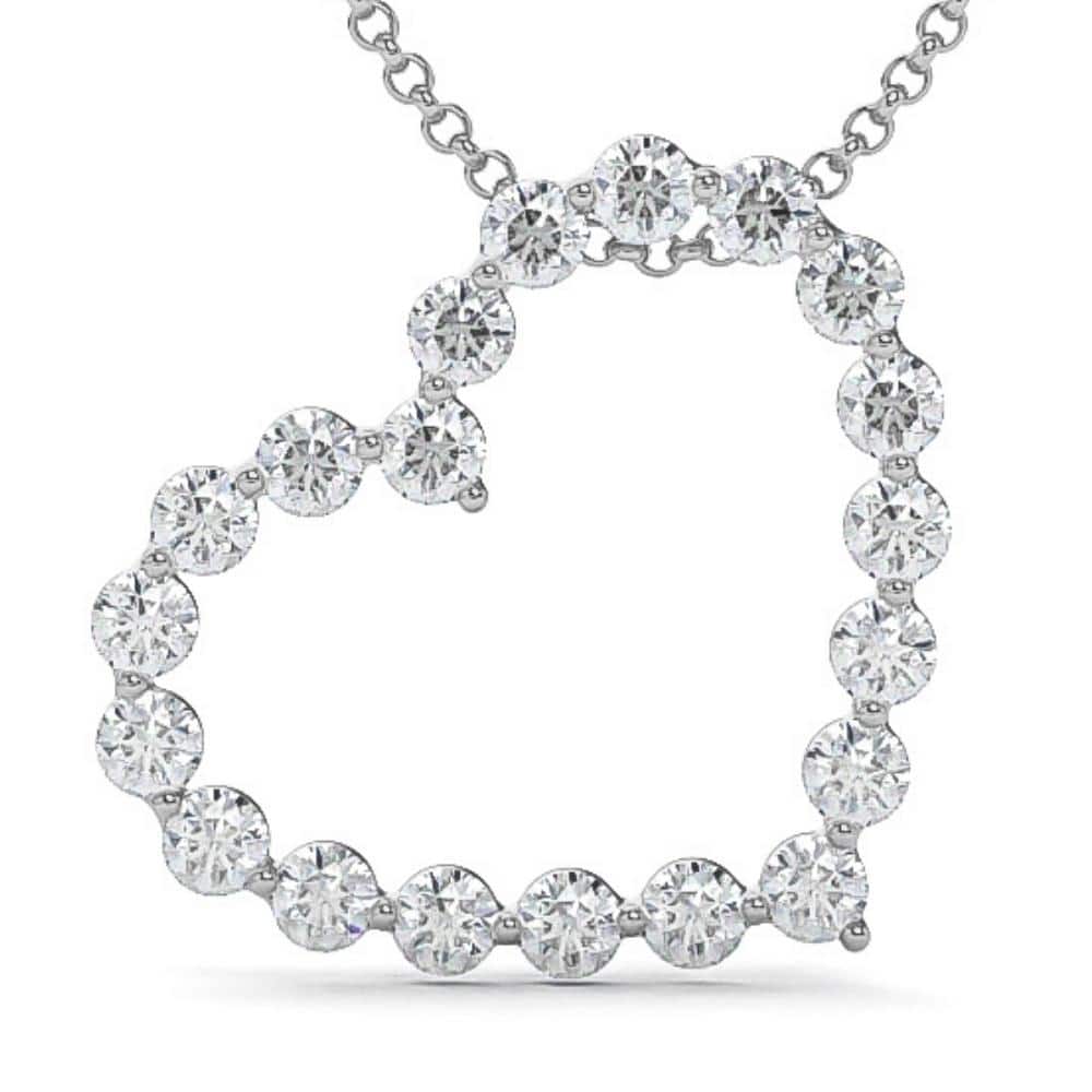 Bliss Diamond 1 Ct Diamond Heart Pendant Necklace in White, Yellow, or Rose Gold Lab Grown