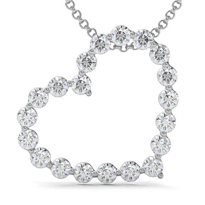 Bliss Diamond 1 Ct Diamond Heart Pendant Necklace in White, Yellow, or Rose Gold Lab Grown - White