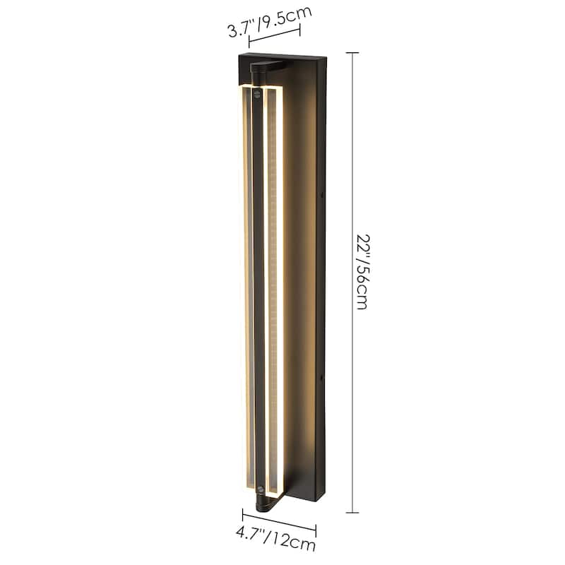 22" Modern Black Adjustable Rectangular LED Bathroom Vanity Light - 22.2 in. W x 4.7 in. H x 3.7 in. D