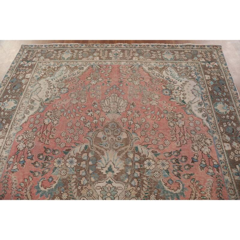 Handmade Tabriz Persian Vintage Area Rug Living Room Wool Carpet - 6'5" x 9'10"