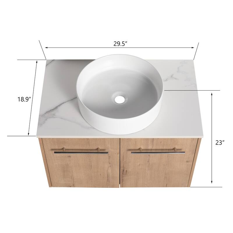BNK 24"/30" Single Sink Bathroom Vanity with Soft Close Door, Modern Floating Vanity