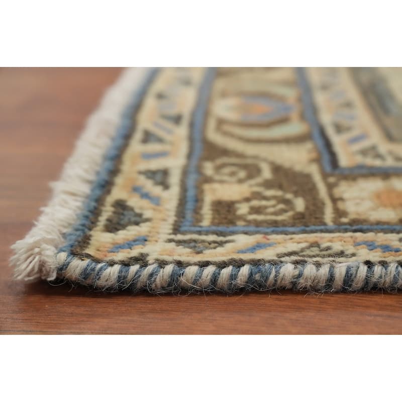 Hand Knotted Oriental 100% Wool Carpet Traditional Floral Greys & Charcoal Tabriz Area Rug - 12' 10'' X 9' 7''