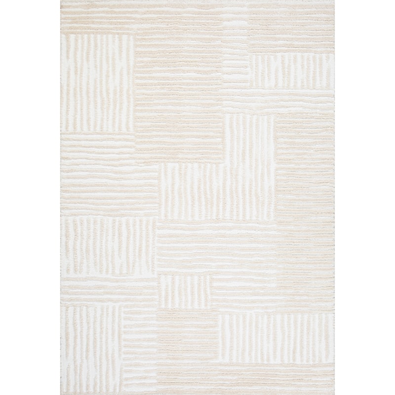 Terra by Obeetee Oslo Grid Rug - Lavender/Ivory - 3'3" x 4'11"