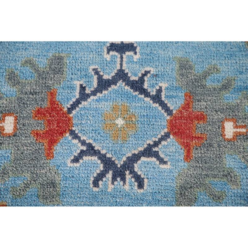Blue Floral Oushak Area Rug Handmade Oriental Wool Carpet - 8'10"x 11'9"