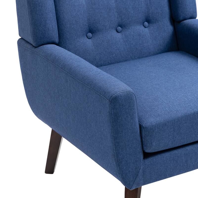 2 Set Modern Tufted Linen Upholstered Accent Chair Faux Leather Armchair