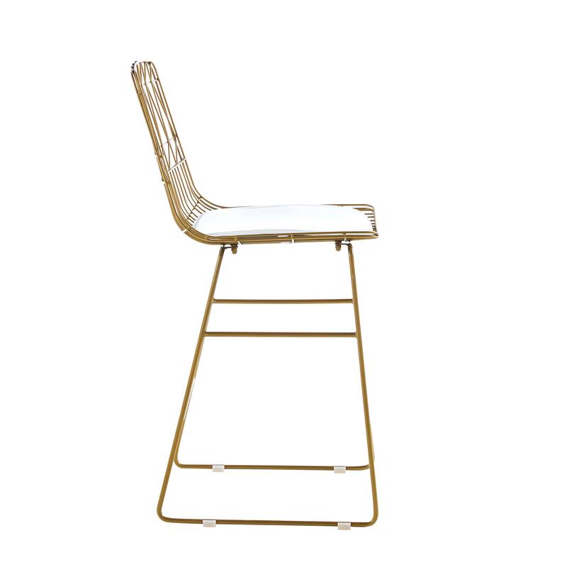Porthos Home Asa Geometric Metal Counter Stools with PU Leather Seat Pad, Set of 2
