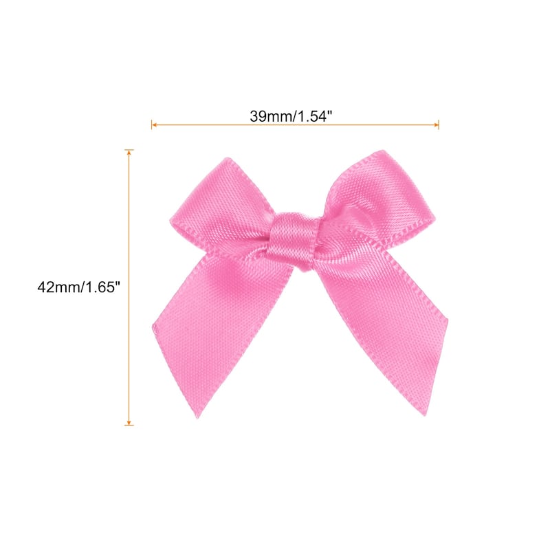 30Pcs Mini Ribbon Bow 1.5" Mini Fabric Satin Ribbon Flower Bows - Dark Pink