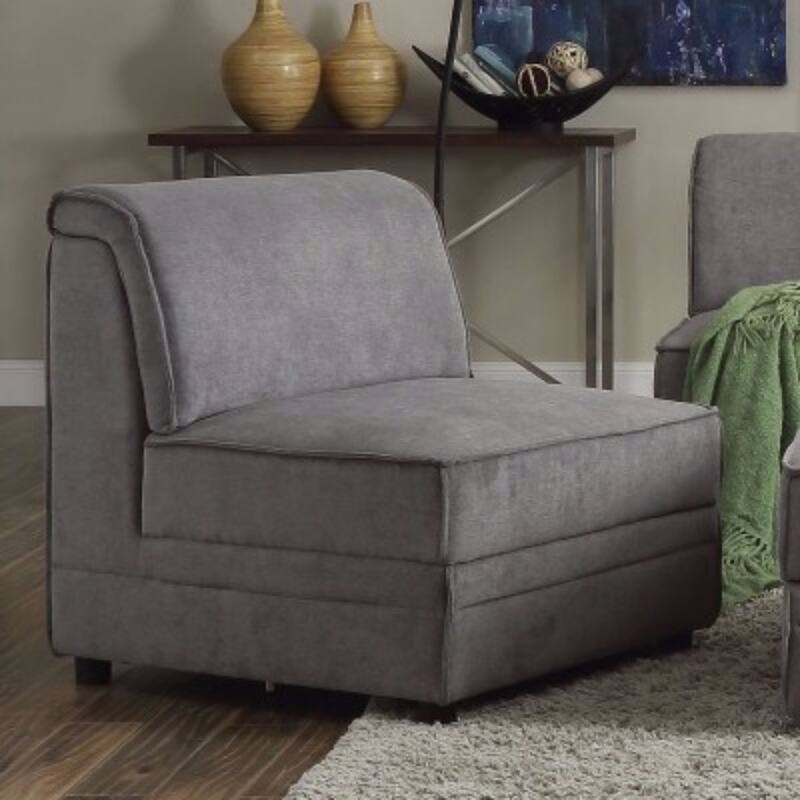 Bois Armless Chair (Reversible), Gray Velvet