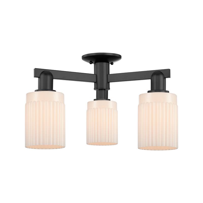Innovations Lighting Endless Possibilities Arcadia - Hadley - 3 Light 22" Semi-Flush Mount - Matte White/Matte Black