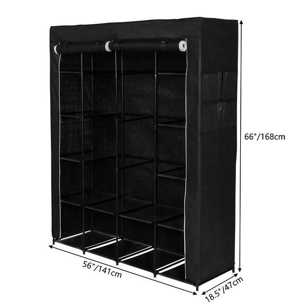 Portable Wardrobe Closet Organizer Storage with NonWoven Fabric,Black