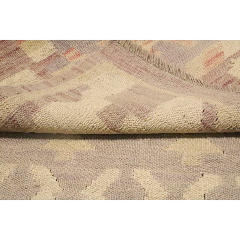 Hand Woven Oriental 100% Wool Carpet Southwestern Tribal Purples Kilim Runner Rug - 12' 3'' X 2' 9''