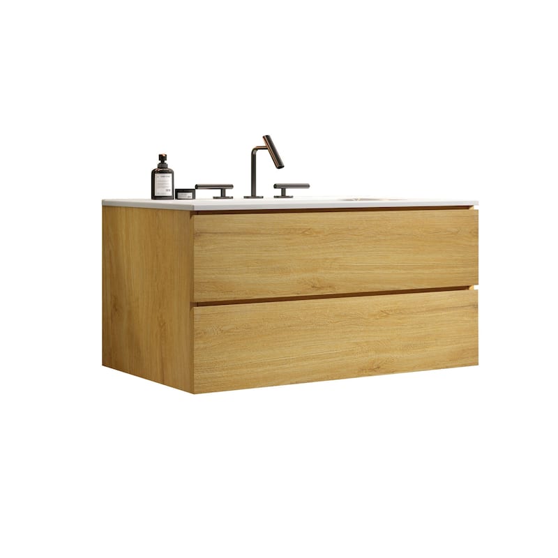 Wall Mounted Bathroom Vanity with Ceramic Sink