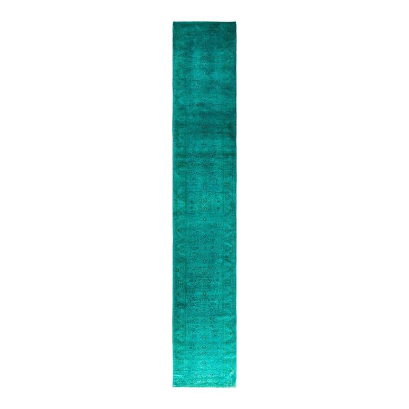 Contemporary Overdyed Wool Hand Knotted Runner - 2' 8" x 16' 1"