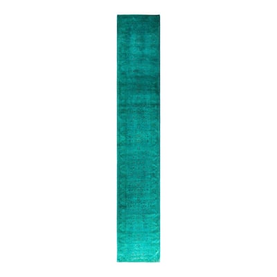 Contemporary Overdyed Wool Hand Knotted Runner - 2' 8" x 16' 1"