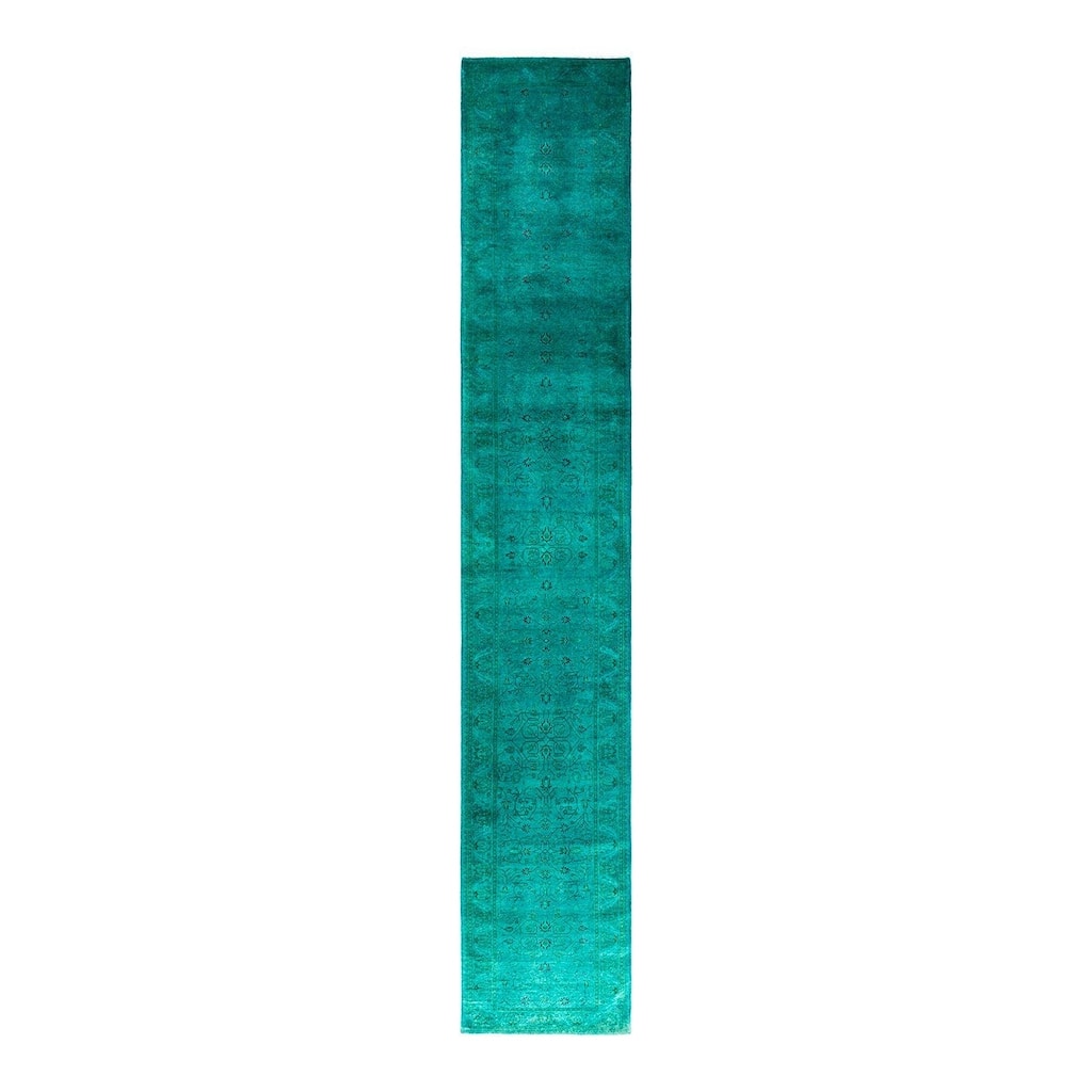 Contemporary Overdyed Wool Hand Knotted Runner - 2' 8" x 16' 1"