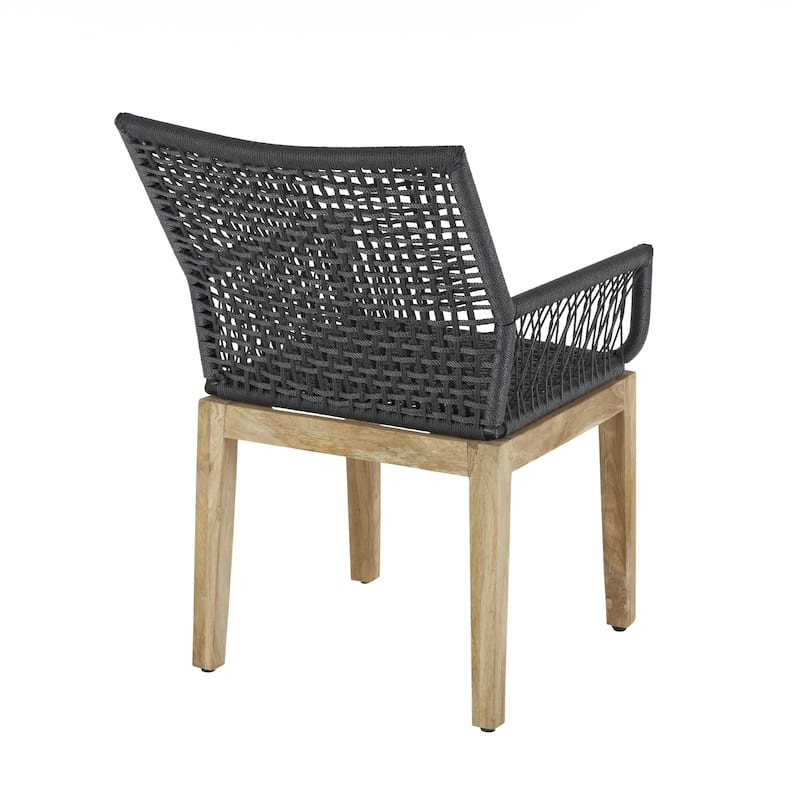 Jute Rope Handmade Woven Accent Chair with Brown Wooden Legs - Black - Roche River Decor