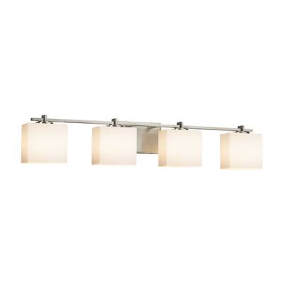 Justice Design Fusion Era 4-light Brushed Nickel Bath Bar, Opal Rectangle Shade