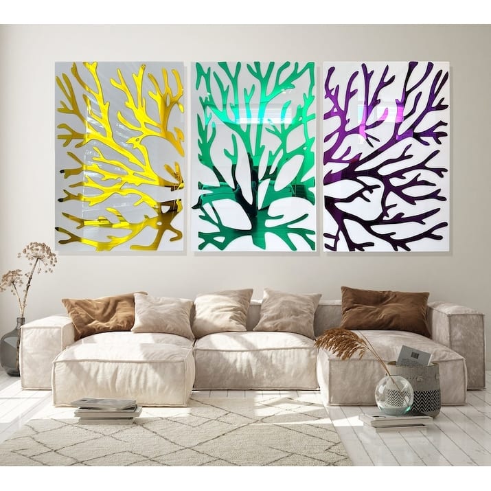 Extra Large Mirrored Acrylic Wall Art/Set of 3/Made In USA/ Wall Decor