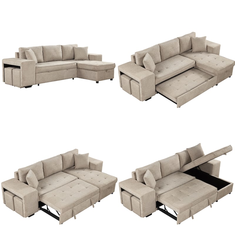 Modern L-Shape 3 Seat Reversible Sectional Couch