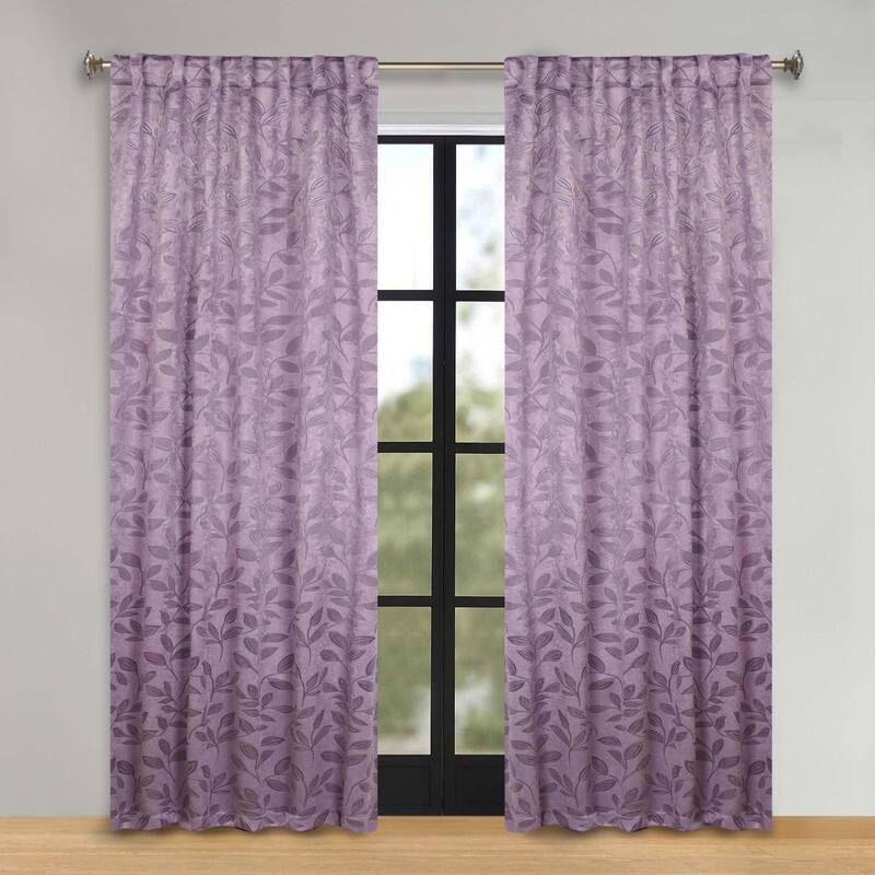Superior Leaves Machine Washable Room Darkening Curtains with Back Tabs, Set of 2