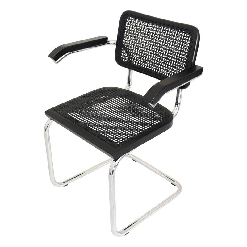 Breuer Chair Company Marcel Breuer Cesca Cane Cantilever Armchair Arm Chair w/ Chrome Steel Frame (Various Wood & Cane Colors)