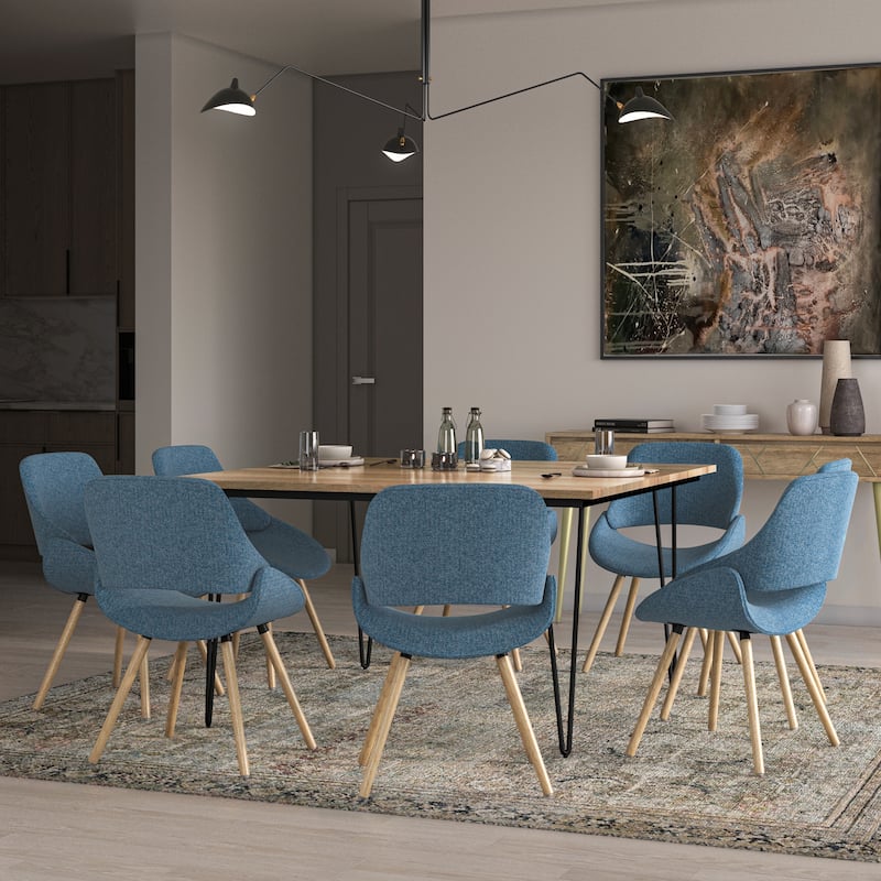 WYNDENHALL Malone Mid Century Modern Bentwood Dining Chair - 22.1" D x 20.9" W x 31.9" H - Denim Blue
