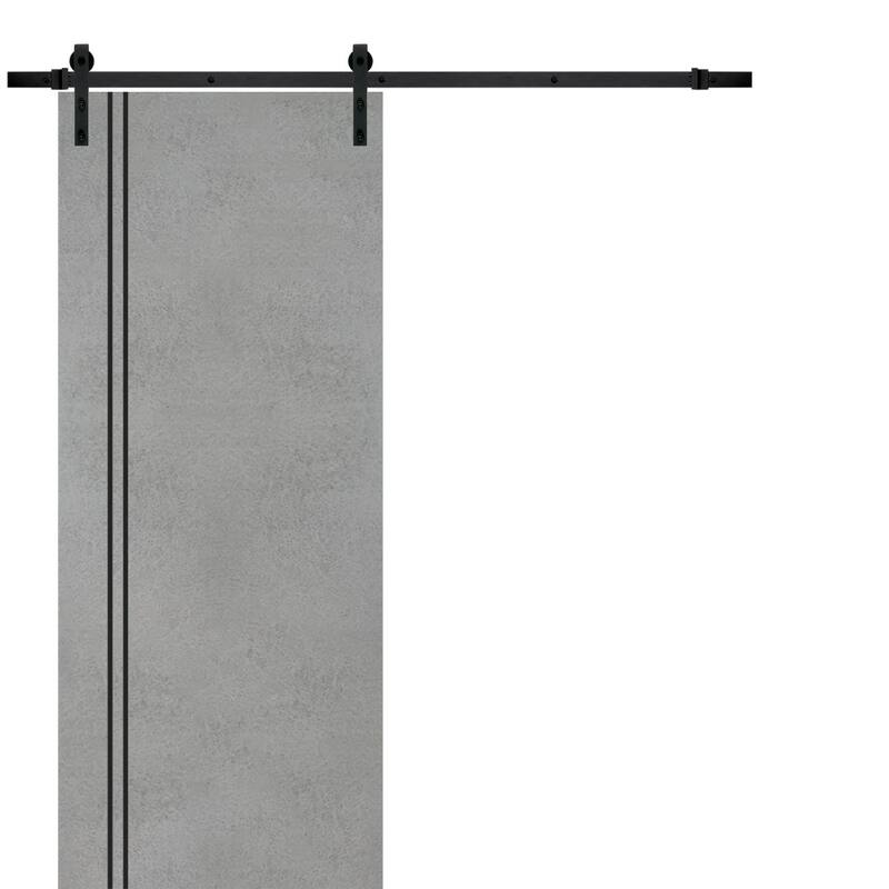 Sturdy Barn Door 18 x 80 Planum 0016 Concrete with 6.6FT - 28" x 84"