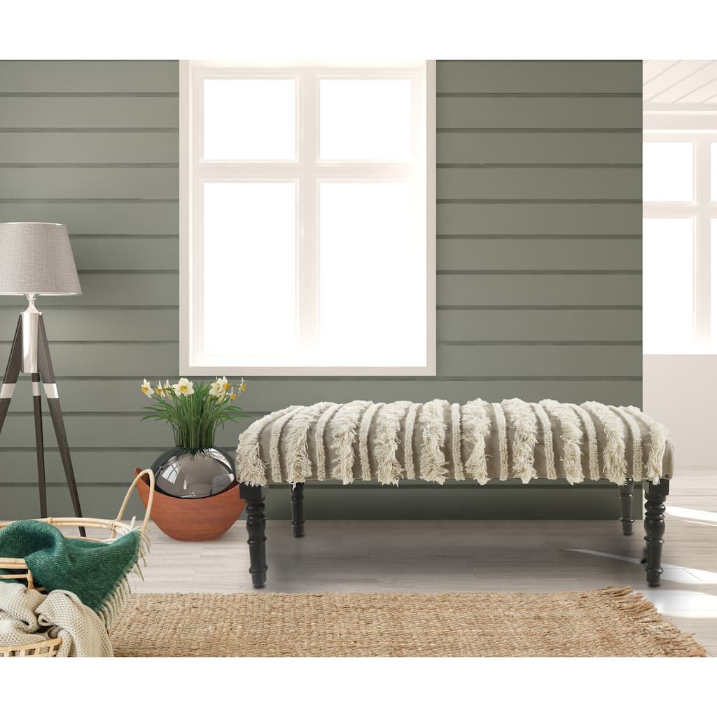 Sevita Cream Tufted Indoor Bench 16"W x 47"L x 18"H - 3'11" x 1'4"