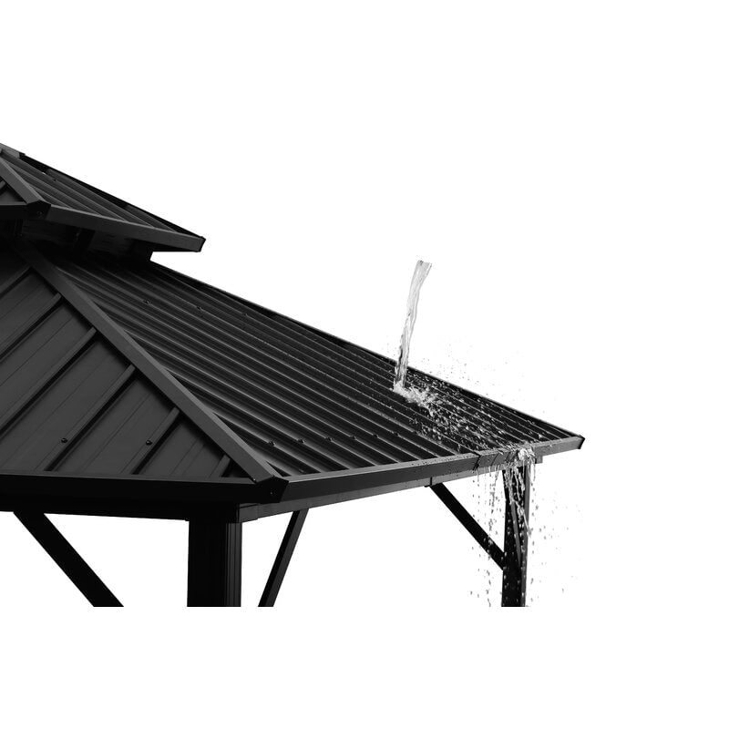 Zenova 16'x 12' Outdoor Double Hardtop Patio Gazebo with Mosquito Net
