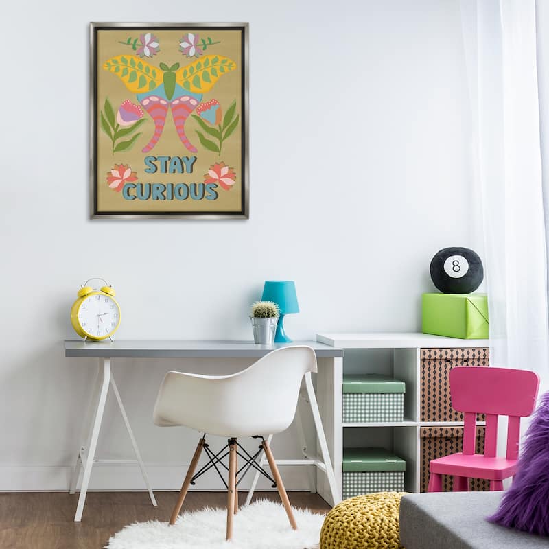 Stupell Stay Curious Butterfly Framed Floater Canvas Wall Art Design By Julia Fox