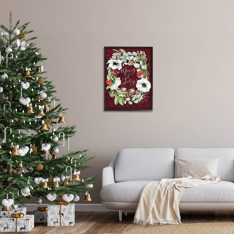 Stupell Merry & Jolly Seasonal Mushroom Wreath Framed Giclee Art by Caverly Smith
