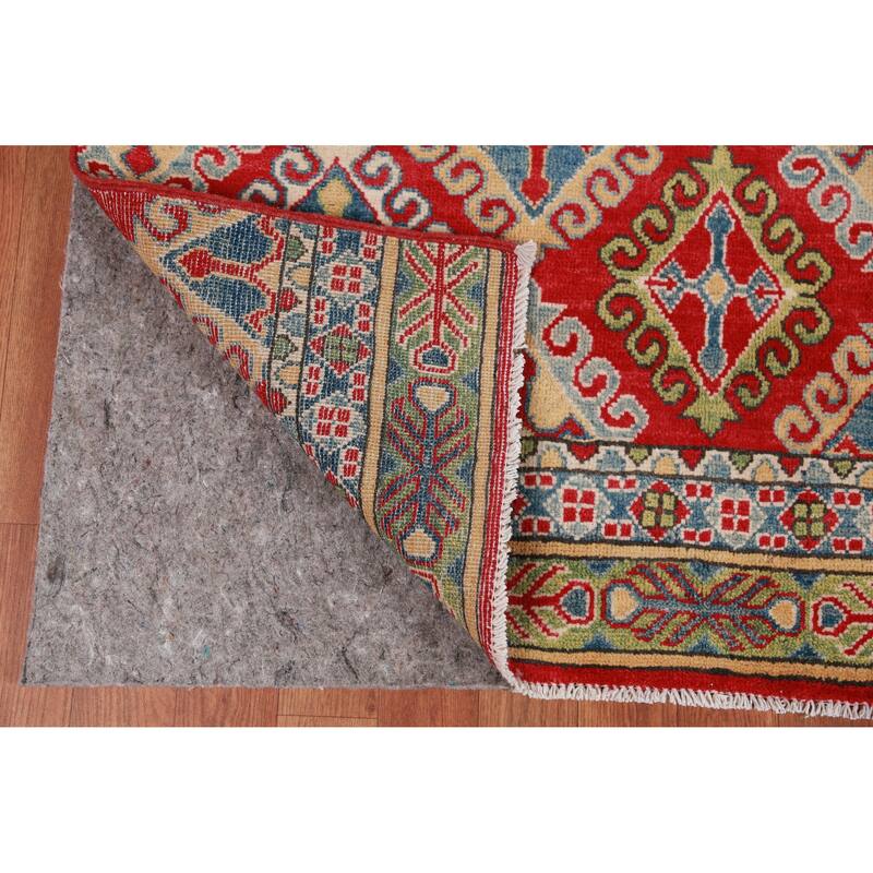 Hand Knotted Oriental 100% Wool Carpet Traditional Geometric Multi-Colored Kazak Area Rug - 11' 9'' X 8' 3''