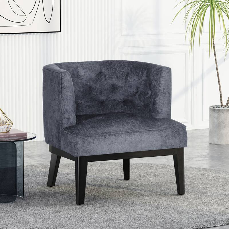 Charcoal Modern 30" Upholstered Accent Chair With Rubber Wood Frame and Large Backrest