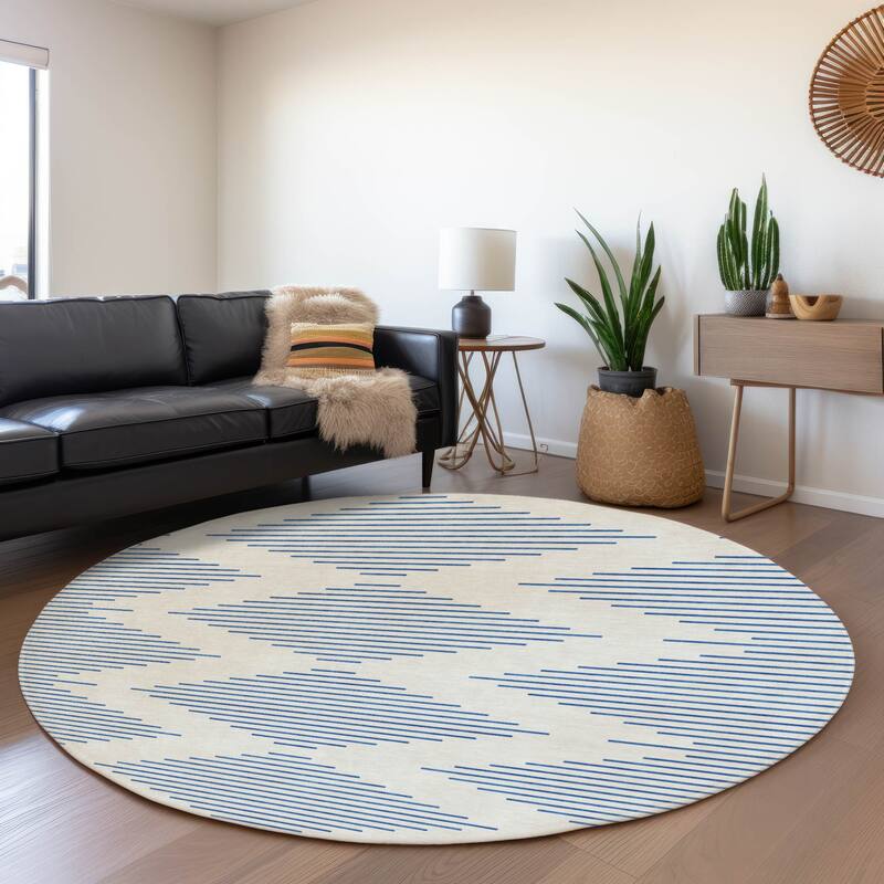 Premium Washable Super Soft Global Stripes Mayfield Rug - Ivory - 8' x 8'