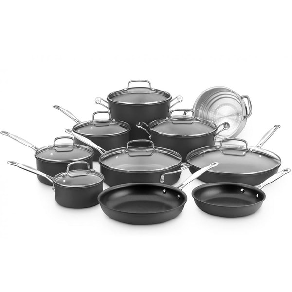 Cuisinart Chef's Classic 17-piece Black Nonstick Hard Anodized Cookware Set. Opens flyout.