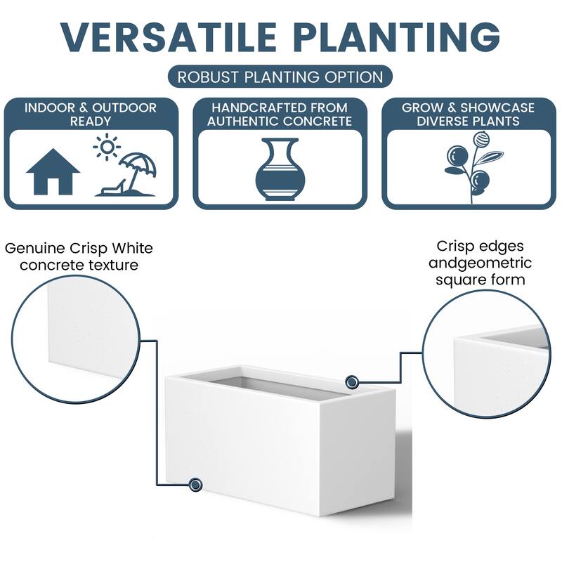 Tall Concrete Rectangle Plant Boxes / Large Indoor and Outdoor Flower Planters