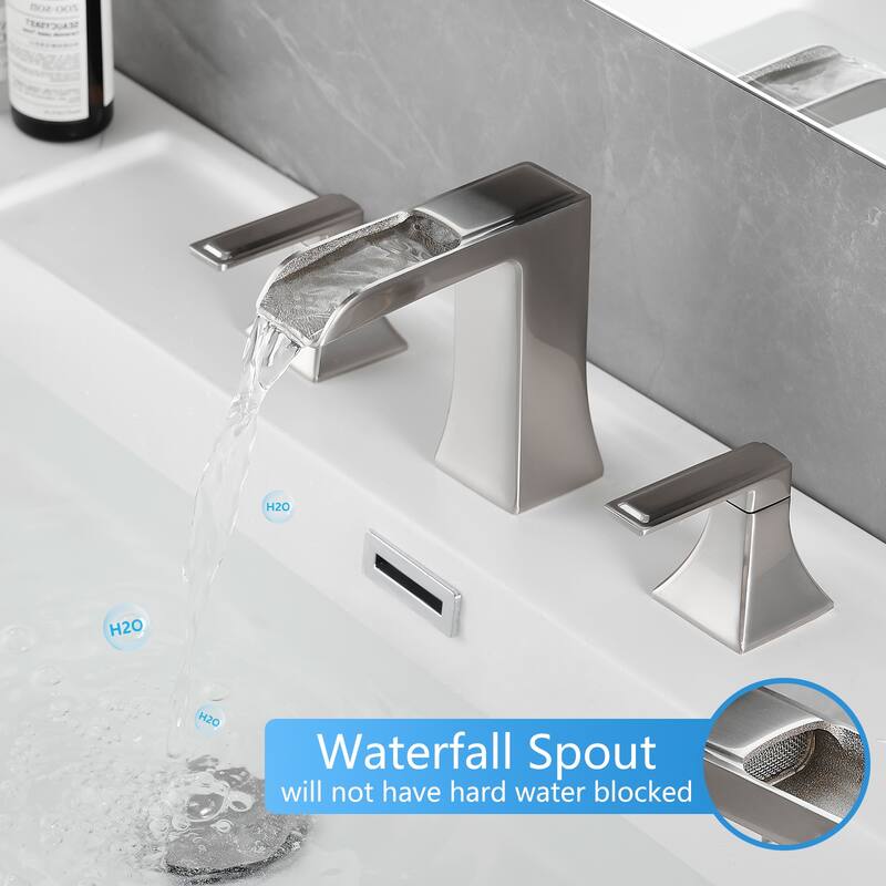 Bathroom Faucets for Sink 3 Hole with Pop Up Drain Double Lever Handle
