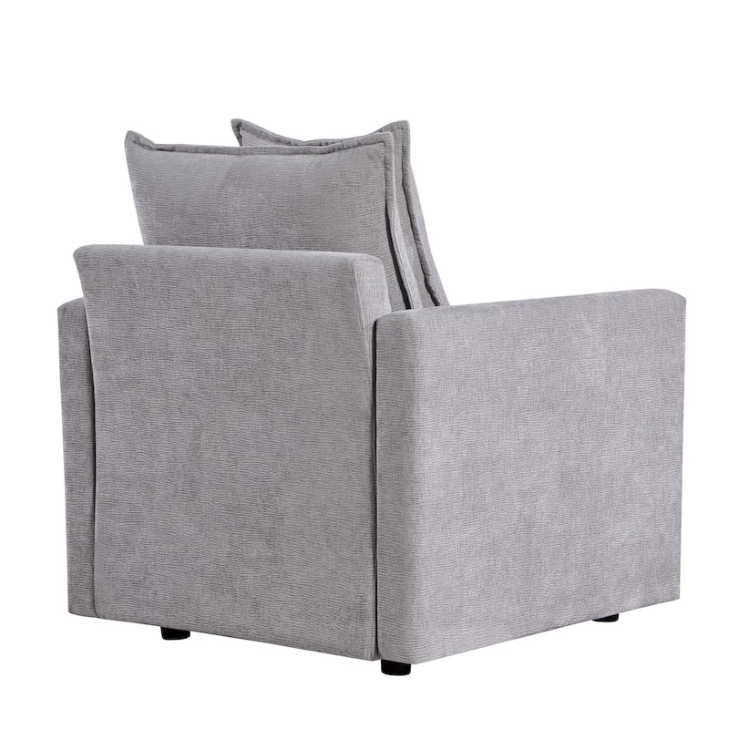 Chenille Fabric Comfy Deep Single Seat Sofa Upholstered Reading Armchair Living Room