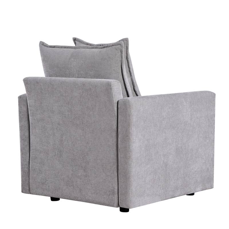 Chenille Fabric Upholstered Reading Armchair Comfy Deep Single Seat Sofa Living Room