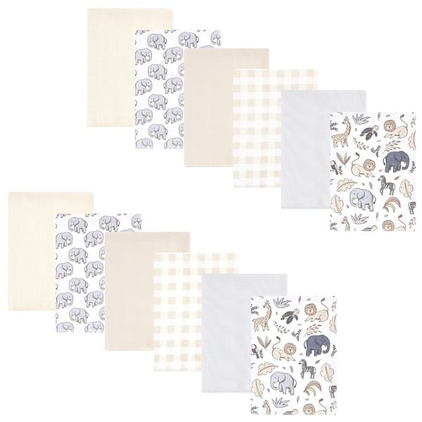 slide 1 of 1, Hudson Baby Flannel Burp Cloth 12pk, Neutral Safari, One Size - Neutral Safari - One Size One Size - Neutral Safari