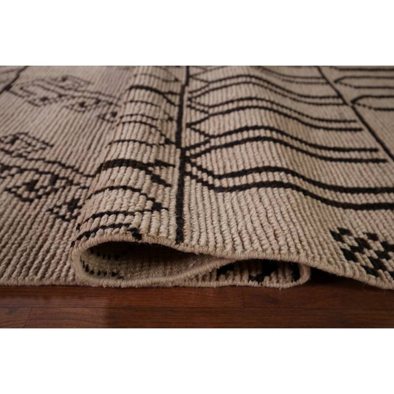 Moroccan Oriental Area Rug Hand-Knotted Contemporary Wool Carpet - 8'11"x 12'0"