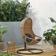 preview thumbnail 10 of 16, Ripley Wicker Hanging Chair by Christopher Knight Home Light Brown + Black + Dark Gray