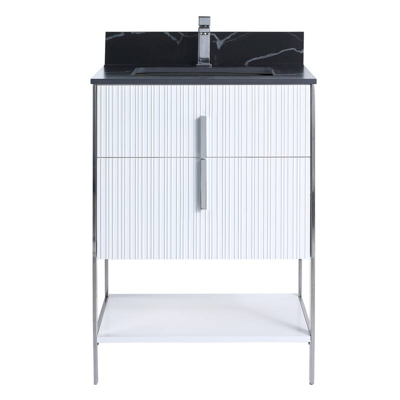 Fine Fixtures Serenity Modern Bathroom Vanity with Black Sintered Stone Top